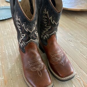 Kids Brown and Black Western Cowboy Boots